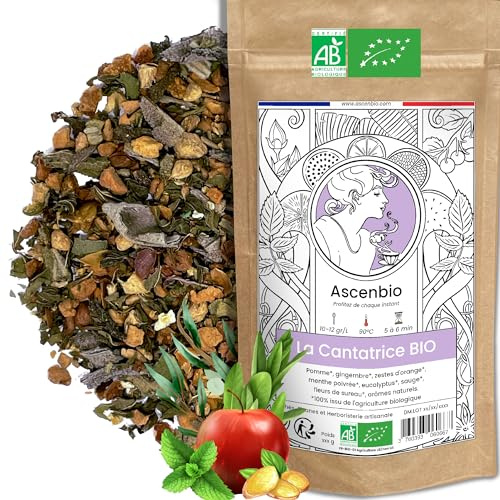 Ascenbio ✿ Infusion Cantatrice BIO ✿ Tisane Voies Respiratoires Bien-être ✿ 180 g vrac ✿ Préparé et conditionné en France ✿ Emballage biodégradable