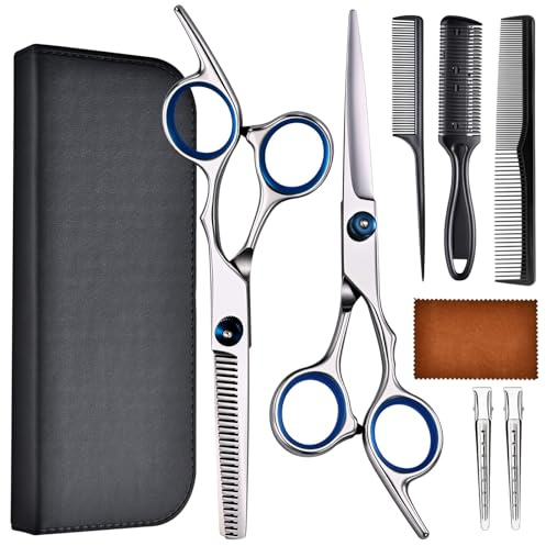 YUQGAOP Hair Cutting Scissors Set, Professional Stainless Cutting Hair Scissors, Barber Hair Cutting Scissors Thinning Shears Sharp Blades Hairdresser Haircut for Women/Men/kids, LFJ1234