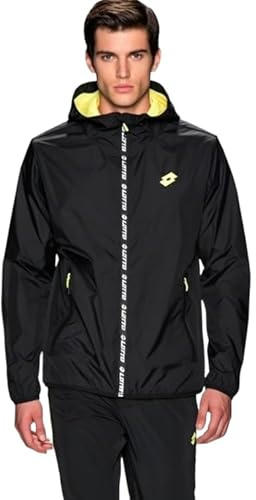 Lotto GIACCA UOMO IN SOFTSHELL CON CAPPUCCIO - GIUBBOTTO UOMO LEGGERO - Softshell Jacket Impermeabile (433921 BLACK XL)