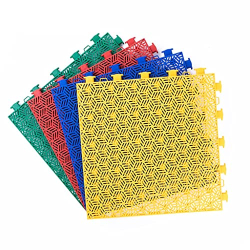 SilteD Robuste, ineinandergreifende Kissenmatte, rutschfeste, modulare Bodenfliesenmatten, 11 Stück, Dicke Spleiß-Übungsspielmatte für Küche, Badezimmer (Farbe: Rot, Größe: 12 * 12 * 0,7 Zoll)