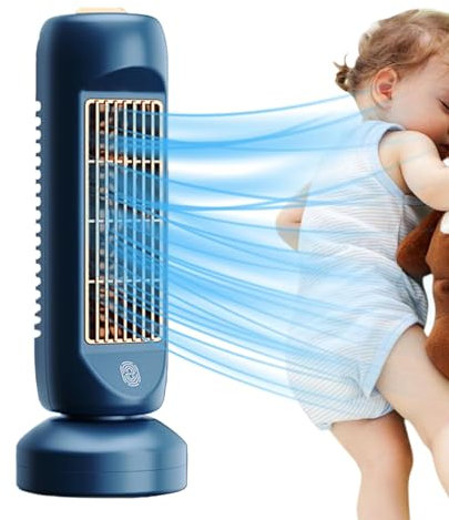 Generic Ventilador de torre portátil, ventiladores de torre silenciosos, oscilantes, ventilador pequeño de 2400 mAh, ajustable, 3 velocidades, portátil para el trabajo, estudiantes, al aire libre,