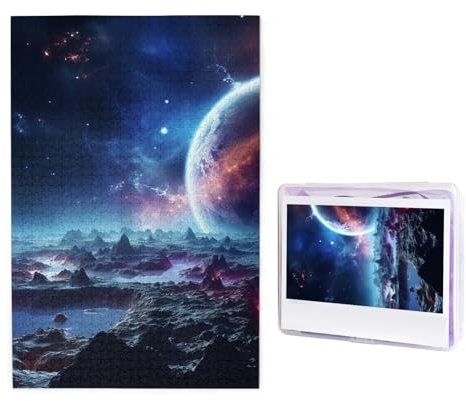 1000 Teile Puzzle – 3D Planet Weltraum Sterne Puzzles für Erwachsene Herausforderndes Puzzle Personalisiertes Bild Puzzle Holzpuzzle 74,9 x 50 cm