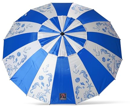 Atosa sombrilla de playa de aluminio modelo fondo marino con upf 50+ azul