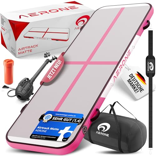 AERONE Airtrack Turnmatte Aufblasbar inkl. Pumpe & Tasche Größe wählen