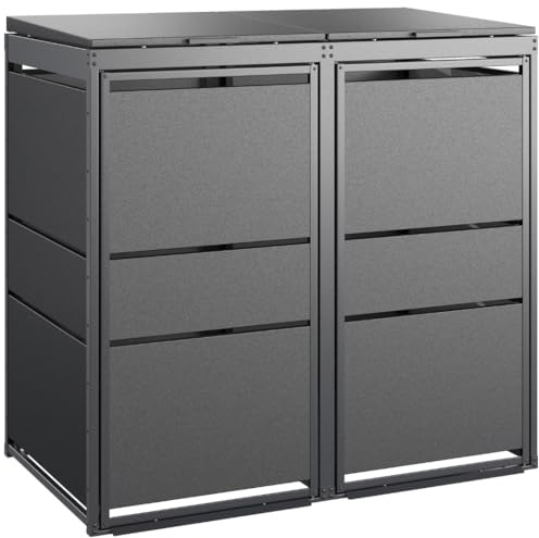 MBOX24 MODERN Mülltonnenbox 2er für 120 Liter Mülltonne | Anthrazit | Mülltonnenverkleidung | Mülltonnenhaus | Box für Mülltonnen | Mülltonnenunterstand | Mülltonneneinhausung