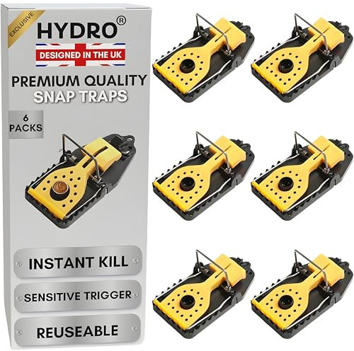 HYDRO Mouse Traps 6 Pack, Mice Traps Heavy Duty Reusable Traps That Kill Instantly, Mouse Traps For Indoors, Highly Sensitive Quick Effective Mice Kill Mouse Control, Rodent Trap