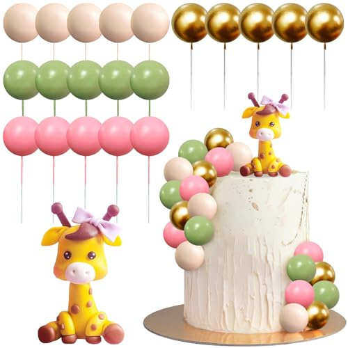 Giraffe Tortendekoration Tiere, 21 Stück Kuchendekoration für Kinder Geburtstagsfeier, Babyparty, Weihnachten (Cake Topper, Bälle, Cupcake Topper)