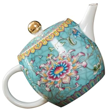 Cabilock Tetera Casera de Cerámica Esmaltada Azul Claro, Tetera de Salón de Té para Infusión Caliente, Aislante Térmico Seguro, Adecuado para Hogar y Reuniones Familiares, Diseño Creativo