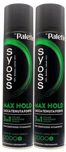 Lacca Tenuta Forte MAX HOLD Con Complesso Vitaminico Di Lunga Durata. 3In1 Styling, Protezione, Tenuta 300ml (2 Spray)
