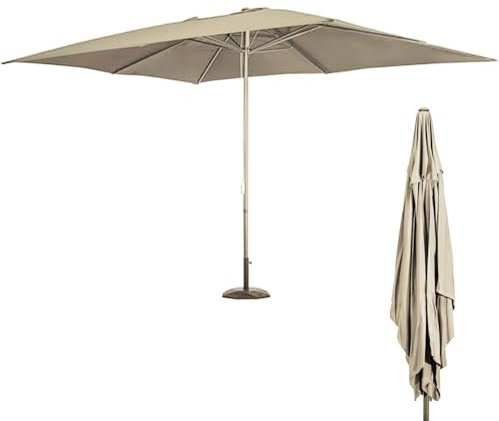 BAKAJI Ombrellone Rettangolare da Giardino Palo Centrale 3 x 2 Mt Palo Acciaio Chiusura a Carrucola Sistema Air Vent Arredamento Esterno Gazebo Piscina Giardino Terrazzo Ambienti Esterni (Full Sabbia)