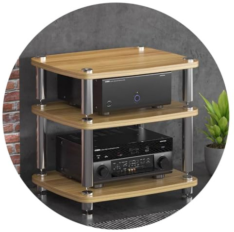 Easnuroz 1/2/3/4-lagiges HIFI-Audiokabinett HiFi-Racks Und Ständer Audio-Rack-Schrank AV-Regal-Bewegungsständer Mit Stoßabsorbierenden Füßen - Audio-Video-Komponenten(Wood color,60*48*57cm(3Tier))