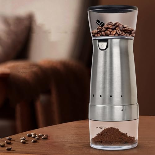 Caffettiera Portatile Ricaricabile Via USB Impostazioni di Macinatura Regolabili, Funzionamento One-touch Macchina Da Caffè Elettrica In Acciaio Inossidabile