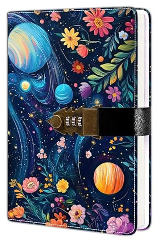 HwxBen Diario con lucchetto a codice – A5, 244 pagine, carta spessa da 100 g/m², perfetto come bullet journal, planner o regalo creativo per chi ama scrivere e organizzare le proprie idee.