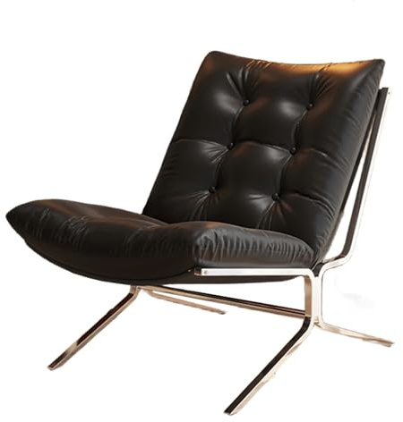 Lesesessel Bequem Wohnzimmer Leder Sofasessel Leichte Rückenlehnenneigung Von 105° Abnehmbar Galvanisierter Metallrahmen Relaxsessel für Wohnzimmer, Balkon, Schlafzimmer(Black)