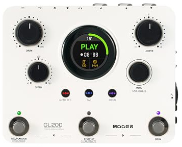 MOOER GL200 Looper Pedal Drum Machine, Drum Looper Guitar Pedal with 800 Mins Loop Dual TRS MIDI I/O Custom Drum Kits MIDI Groove Import Bluetooth Audio Integration Supports Microphone Headphone