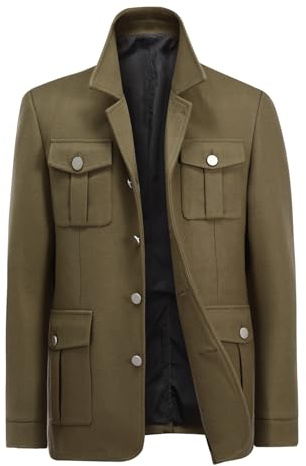Allthemen Cappotto Uomo in Lana Corto Casual Parka Giacca Invernale Caldo Trench Sciolto con Risvolto Cammello L