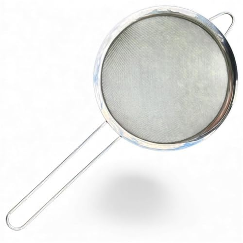 AHASON'S 18cm Fine Mesh Sieve Strainer Stainless Steel | Premium Quality 201ss with Strong Sturdy Long Handle | Rust Free Mesh | No Sharp Edges, Bend-Proof