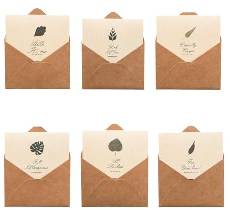 Carte de Voeux, 6 Pcs Carte Merci, Carte Postale, Carte Merci Maitresse, Carte Remerciement, Rétro Kraft Fait à La Main, Cartes de Vœux Faites à la Main, pour Noël, Anniversaire, Saint-Valentin