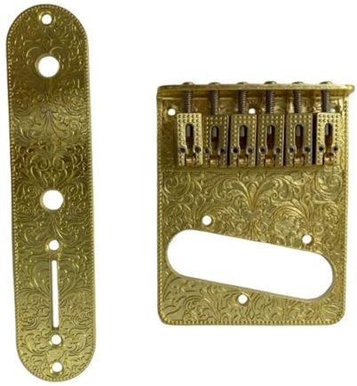 ＡＷＨＡＯ Saddle Bridge Plate, 6 Strings, Accessory, Professional Replacement for E Guitar Bridge Plate Parts for Musical Instruments, gold