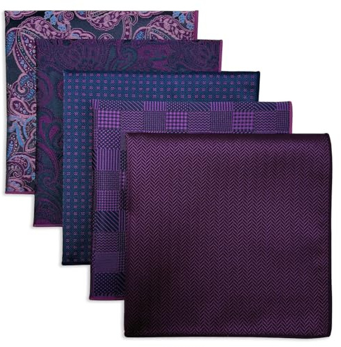 S&W SHLAX&WING Set Di 5 Fazzoletti Da Taschino Per Uomini Da 32cm Fazzoletti Formali Per Abiti Matrimoni Smoking Colori E Motivi Assortiti