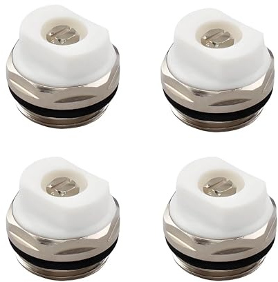 4 Pack Manual Radiator Air Vent Bleed Valves, 1/2 BSP Radiator Bleed Plug Valves, 1/2 Inch Heating Radiator Air Vent Plugs for Central Heating Systems
