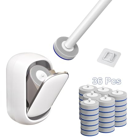 Einweg WC Bürste Set mit Nachfüllungen, wandmontierte Klobürste ohne Bohren mit automatischer Box, Klobürste mit Reinigungsflüssigkeit, Toilettenbürste mit Halter & 36 Ersatzköpfen
