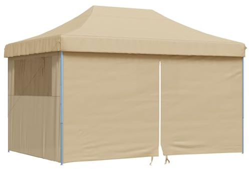 HOMELEN Tenda pieghevole pop-up con 4 lati beige, 440 x 292 x 315 cm, tessuto Oxford, rivestimento in PVC, telaio in acciaio con chiusura lampo, per feste