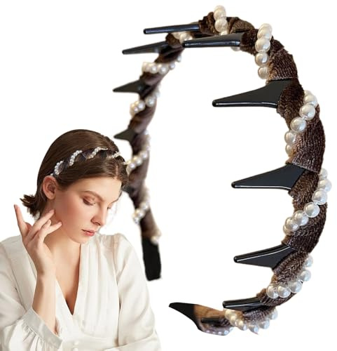 Fasce di perle per donne, per ragazze, gioielli a testa ondulata, non scivolanti, denti nuziali, pettine, perline, per capelli per donne