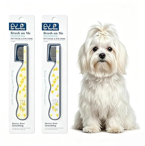 Dog Eye Comb, Pet Facial Grooming Comb Stainless Steel, Fine Tooth Tear Stain Remover for Dogs & Cats, Deshedding Comb for Small Medium Large Breeds