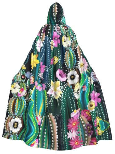 RRhgipp blommande kaktus vuxen mantel med huva unisex lång mantel med huva vampyrcape häxa maskeraddräkt present 150 cm