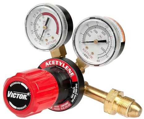 Oxygen Single Stage Regulator, Acetylene, Single Stage, 0.825-14 Inlet, 9/16-18 Outlet - 1 Each