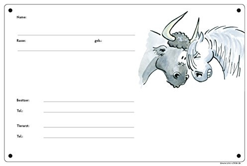 Boxenschild/Stalltafel Stier-Pony Schimmel | 30 x 20 cm, wetterfest, Working Equitation, Camargue, Lusitano, PRE