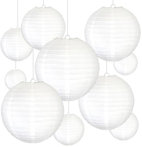 Novelty Place 6 inch White Paper Lanterns (Pack of 10) - Great Chinese/Japanese Home, Party & Wedding Decorations
