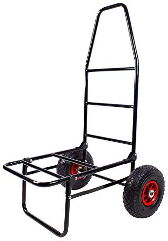 Sackkarre Trolley mit Luftbereifung - Klappbarer Transportwagen für Angler, Camping & Garten - Faltbar, stabil & belastbar bis 100 kg - OneSize - Schwarz
