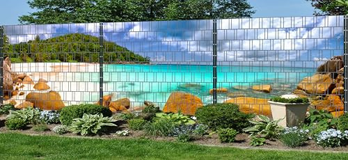Zaundruck Riesen Panorama Zaun - bedruckte Sichtschutzstreifen für Doppelstabmattenzaun mit großen Panorama Motiv (XXL (3 Zaundfelder), Lagune 2)