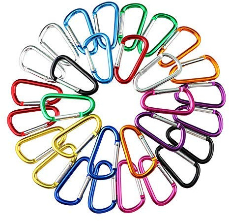 QitinDasen 30Pcs Premium 5cm Alluminio Moschettone Set, Mini Moschettone Portachiavi, Moschettoni Campeggio, Blocco a Clip Gancio, Chiusura Molla (Not for Climbing!)