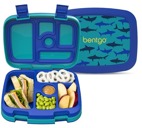Bentgo Kids Prints Lunchbox für Kinder im Bento-Stil, auslaufsicher, 5 Fächer, ideal für Portionsgrößen für 3- bis 7-jährige Kinder, BPA-freie und lebensmittelechte Materialien