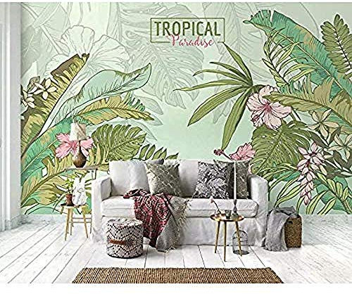 Papel pintado Tropical Rainforest Textil exótico Textura Selva Mural TV Papel tapiz de pared papel pintado a papel pintado pared dormitorio autoadhesivo wallpaper fotos blanco infantil F-300cm×210cm