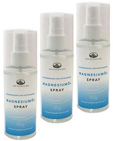 3x 150ml Magnesiumöl-Spray vom Pullach Hof, Magnesium Öl Spray, Massage-Öl, Fitnessmassage-Öl