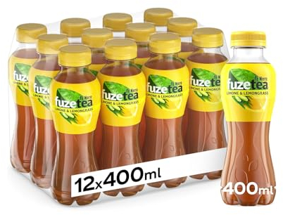 Fuze Tea, Bevanda Rinfrescante Analcolica di Té al Gusto Limone e Citronella, con Zuccheri ed Edulcorante - 1 Confezione da 12 Bottiglie da 400 ml