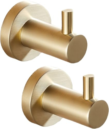 Bathroom Towel Hook 2pack Modern Brushed Gold Towel Robe Wall Mount SUS304 Stainless Steel Bathroom Accessories Gudetap GTA20802BG