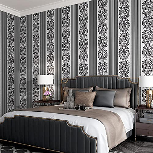 ZZDXL Tapeten Graue Streifen Tapete Vliestapete 10 M X 0,53 M,3D Tapete Für Schlafzimmer Wohnzimmer Oder Küche,Modern Klassisch Elegance Tapete Kinderzimmer,Wandtapete Jungen Mädchen