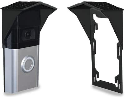 GESTECH Rain Cover for Battery Video RingDoorbell 1, 2, (2nd Gen), 3, 3, 3rd Gen, Plus, 4, (2004), Anti-Glare Weather Protector, Mounting Plate, Sturdy, Slim, Angle Mount Friendly, Made in UK