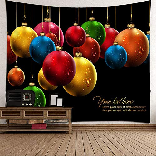 Banemi Teppich Wohnzimmer, Weihnachtskugeln Grün Rot Gelb Blau Polyester Gobelin Coole Teenager 350X256cm