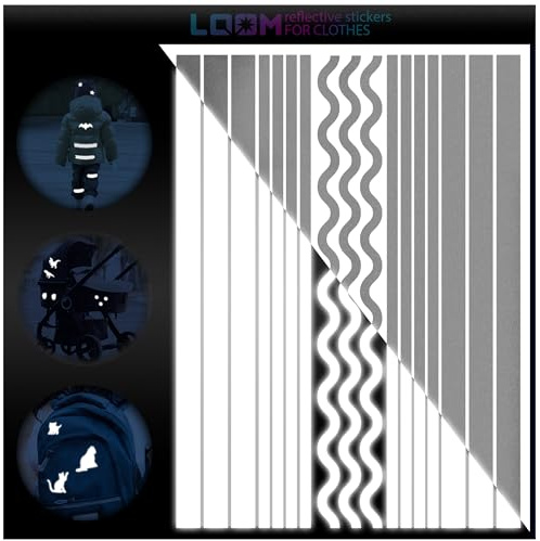 Bügelbare Reflektierende Aufkleber für Kleidung | Reflektor-Sticker zum Individualisieren, Verzieren & Sicherheit bei Nacht | Reflektierendes Bügelband für Kleidung | Wasserdichtes & Langlebiges Refle