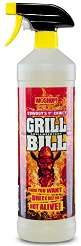 WOSHUP! Grill Bill Grillreiniger in Industriequalität 1000 ml für Gasgrill und Holzkohlegrill, Smoker und Backofen - Entfernt Eingebranntes Ruß Schmutz und Fett (1 l (1er Pack))