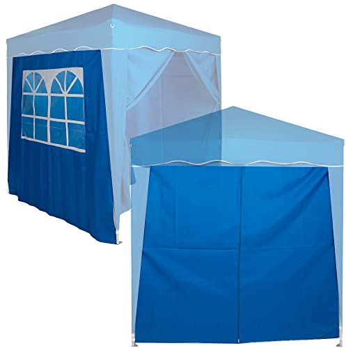 DeFacto 2 paneles laterales con pared lateral/panel lateral y ventana de 200 x 186 cm para cenador, carpa de fiesta, cenador plegable, paredes laterales de 2 m, color azul