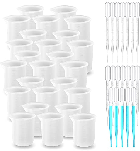 Woohome 25 Pz Vaso Medidor de Silicona de 100 ml Vaso Silicona Resina de Mezcla Tazas Medidoras de Silicona para Manualidades, Moldes de Fundición