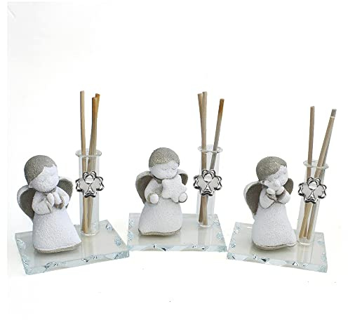 DLM33410 (Kit 12 Pezzi) Profumatore in Vetro con Angelo Angioletto Puttino Quadrifoglio Calice della Prima Comunione Diffusore Profumo Ambienti bomboniera