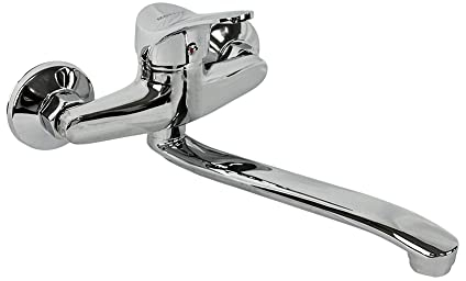 Rubinetto per cucina a muro MOKEKA miscelatore monocomando, girevole a 360° per il lavabo